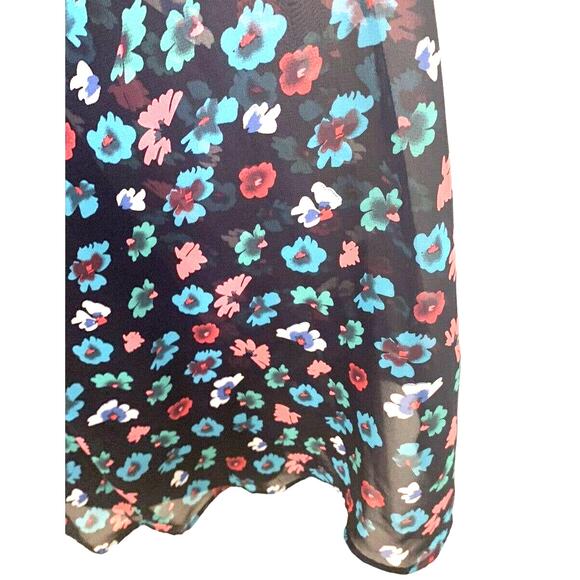 Betsey Johnson Dress 12 Black Aqua Sheer Swirl Floral Festival Whimsy Goth - Picture 6 of 6